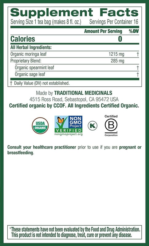 Refreshing Moringa Spearmint Tea, 96 Count, USDA Organic^- gallery