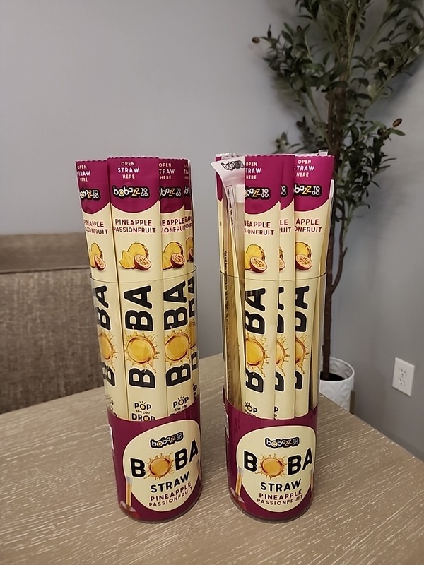 Bobazz To Go Pineapple Passionfruit Boba Straw – Real Fruit Juice 32 Pack