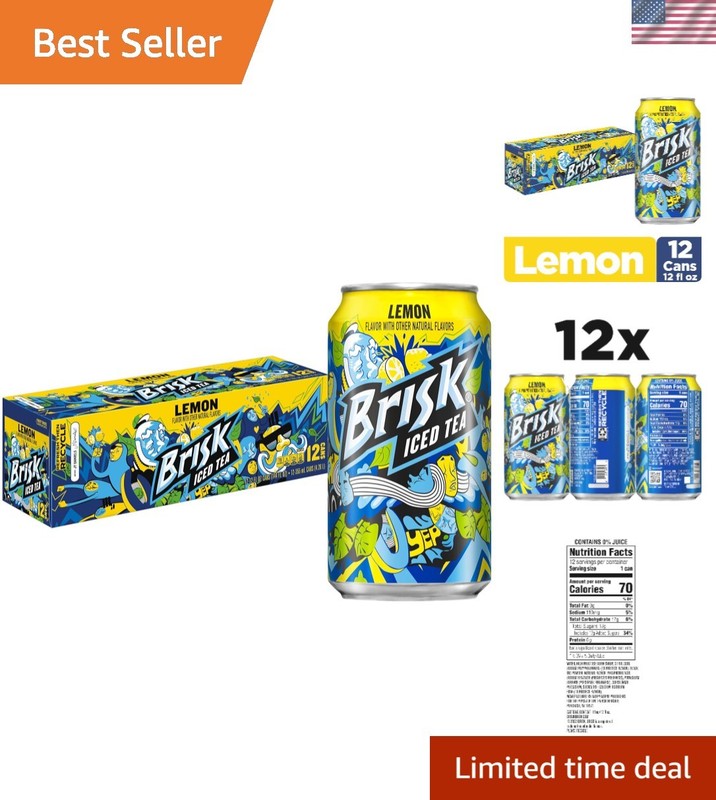 Brisk Bold Lemon Iced Tea Pack – 12 Cans, Natural Ginger & Lemon Flavor