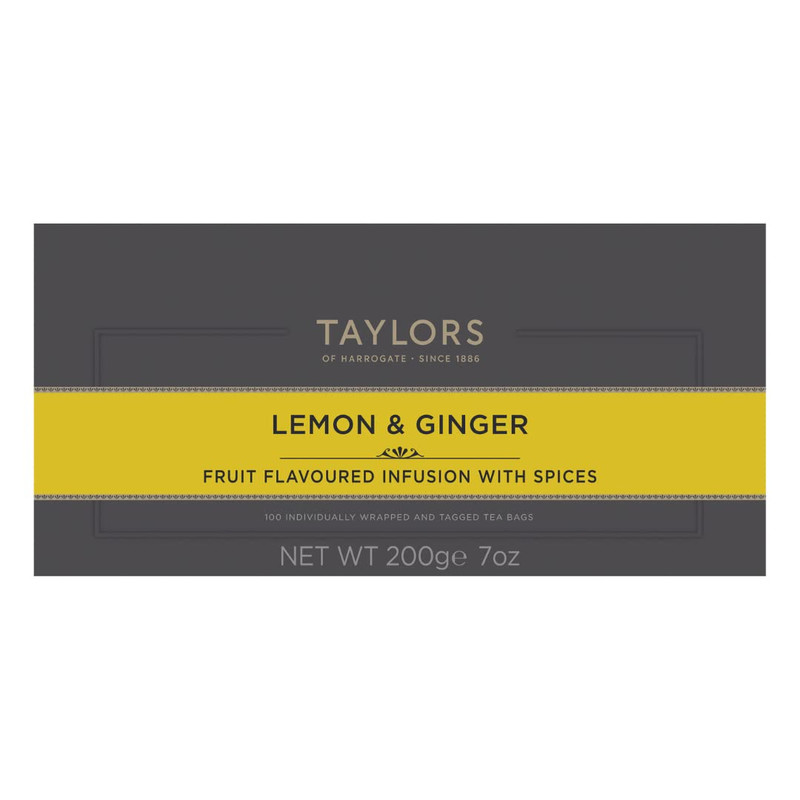 Lemon & Ginger, Herbal Tea, Individually Wrapped Bags, 100 Count (Pack of 1), Cl gallery