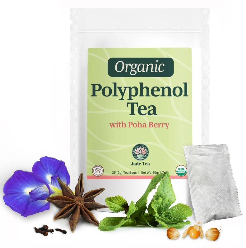 Jade Tea – Organic Polyphenol Tea – Peppermint Leaf, Star Anise, Clove, Butt…