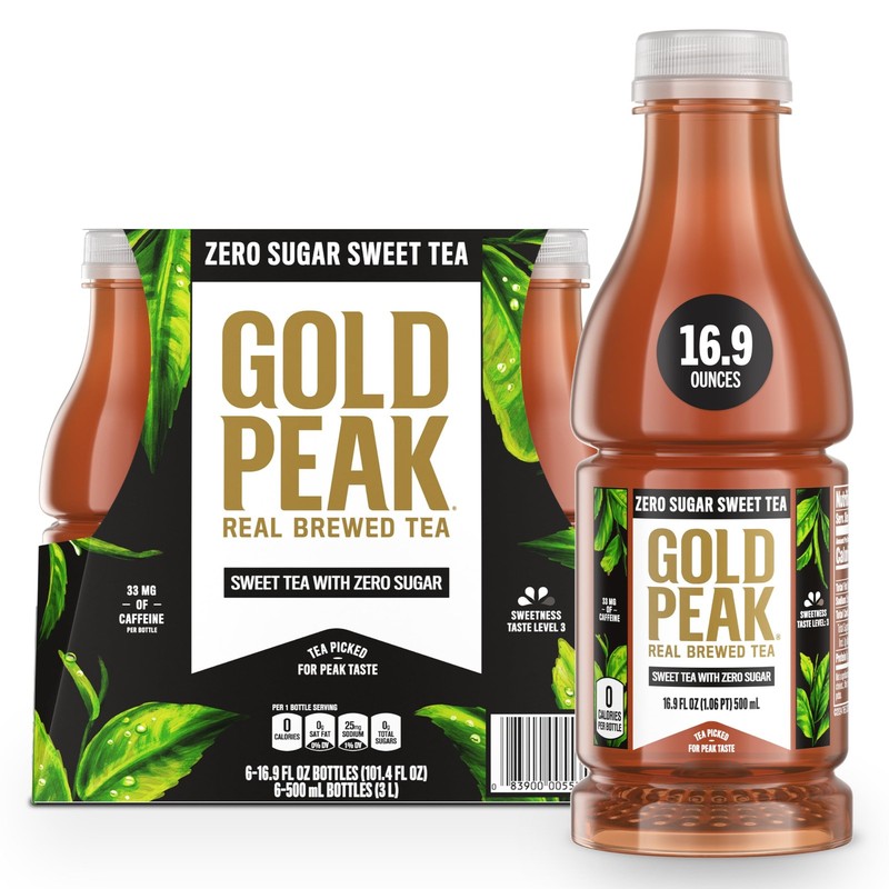 Gold Peak Iced Tea, Zero Sugar Sweet Tea Bottles, 16.9 Fl Oz (Pack of 6)