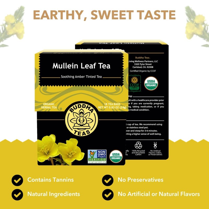 - Mullein Leaf - Organic Tea - Single Ingredient - Warm Amber Hue - Mild, Ear... gallery