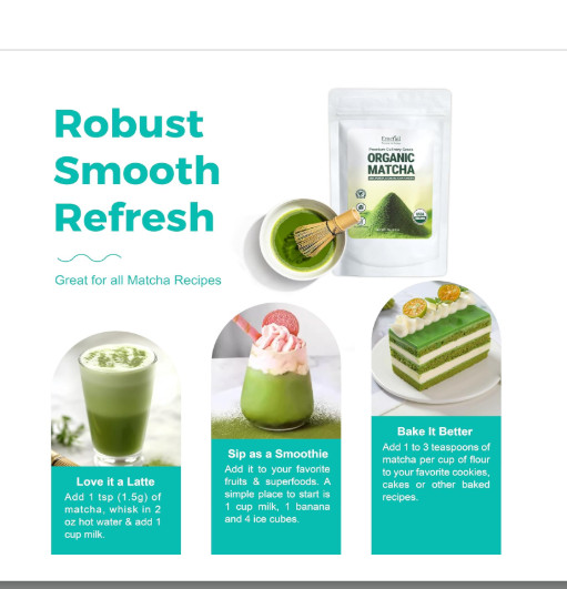 Matcha Powder, USDA-Certified Pure Matcha Green Tea Powder, Premium Culinary Gr gallery
