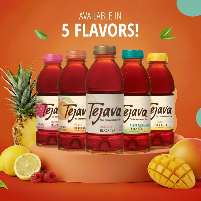 Tejava Unsweetened Raspberry Black Iced Tea, 16.9oz PET Bottles, 12-Pack gallery