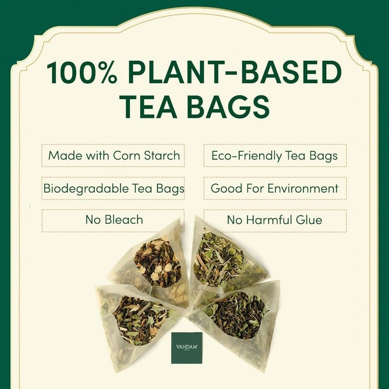 Exquisite Assorted Chai Tea Sampler - 20 Ecofriendly Pyramid Bags, 5 Flavors gallery