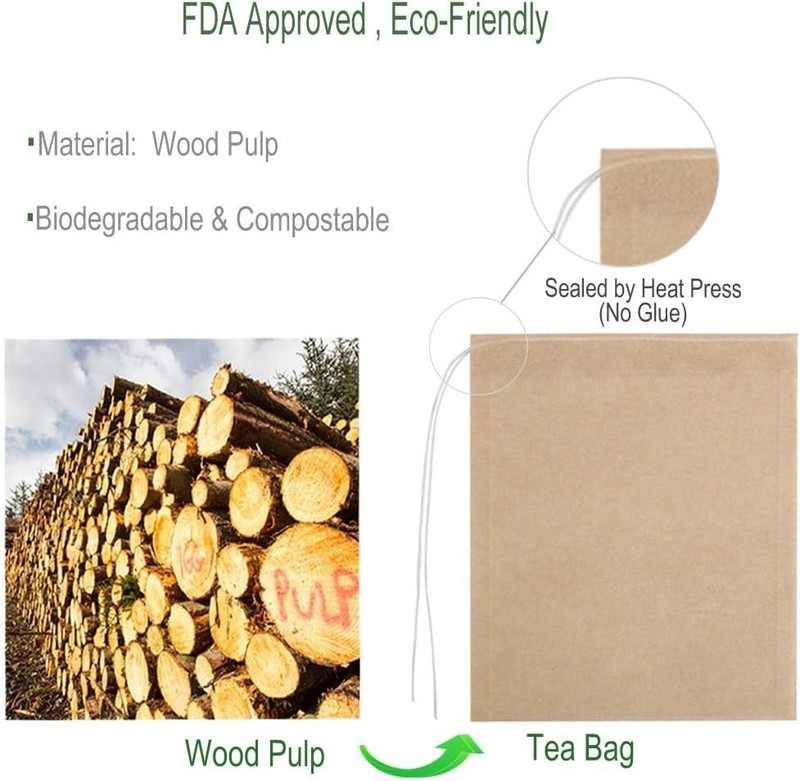 Versatile 100 Pack Biodegradable Tea Filter Bags - Perfect for Tea & Spices gallery