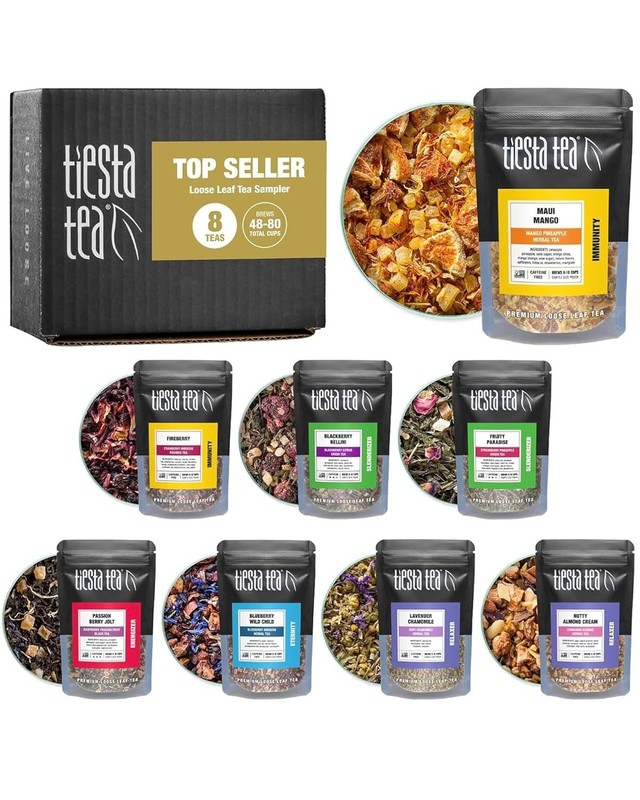 Relaxing Loose Leaf Tea Sampler Set - 8 Flavors for Hot & Iced Enjoyment gallery