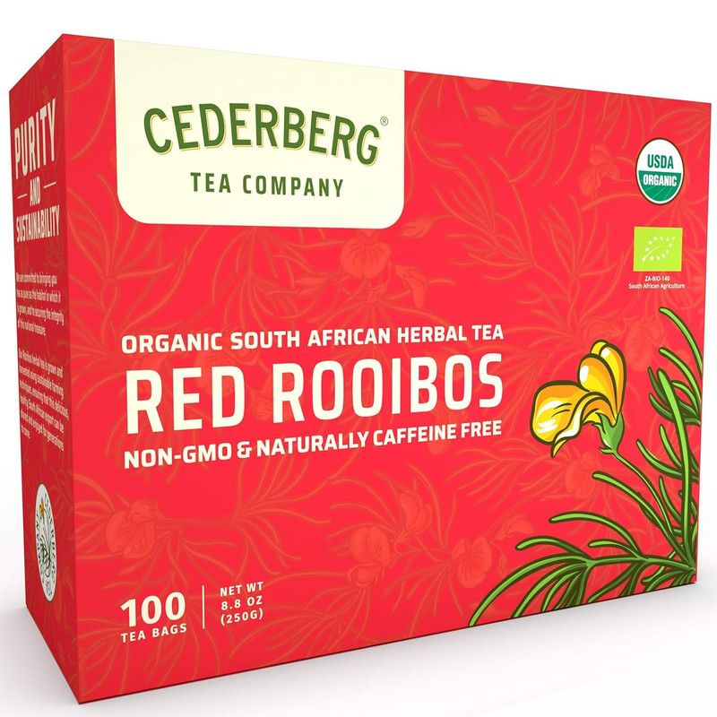 Red Rooibos Tea 100 Teabags USDA Organic – Naturally Caffeine Free –