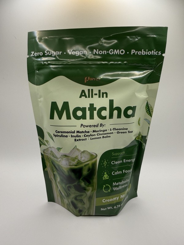 Parrox All-In Matcha Ceremonial Grade Powder Vegan Zero Sugar 4.76oz 30 Servings
