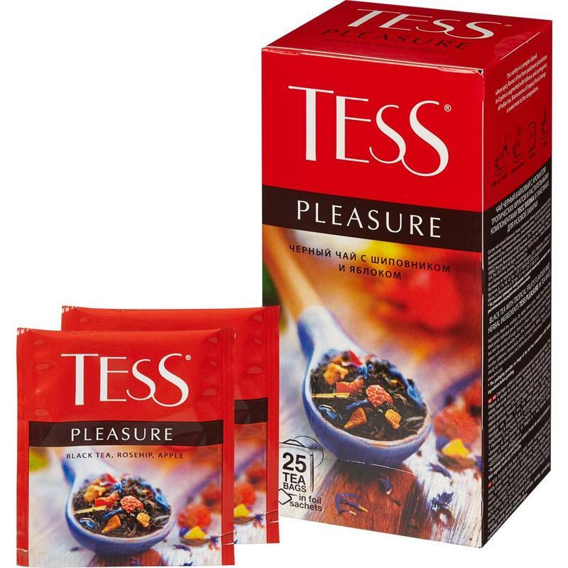 TESS Tea – PLEASURE – Black Tea 25 Tea Bags inFoil Sachets Apple Rosehip Russian