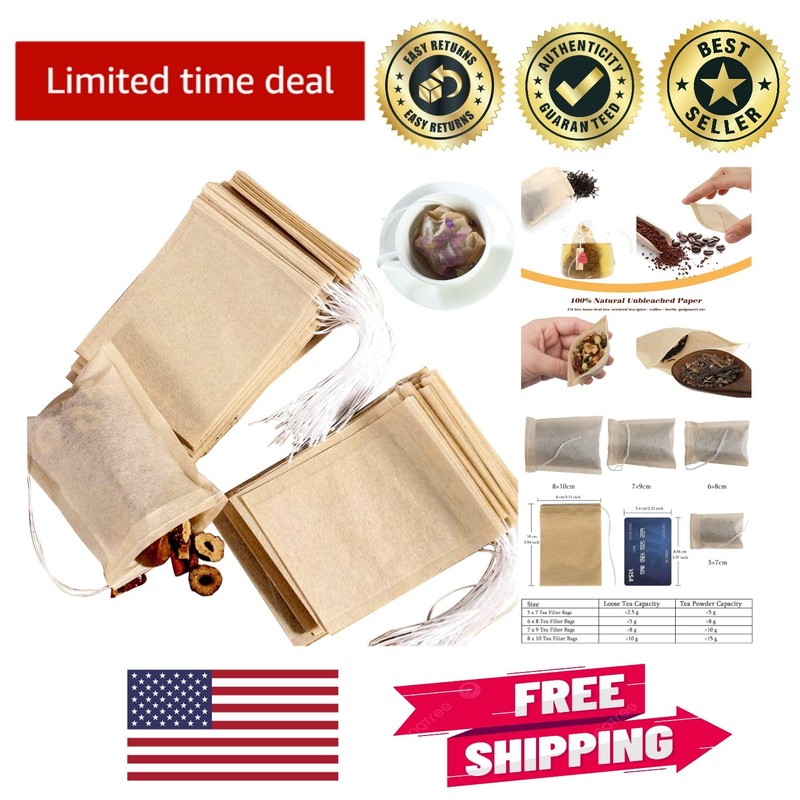 Natural Wood Pulp Disposable Tea Bags – Mess-Free Brewing Experience, 200 Pcs