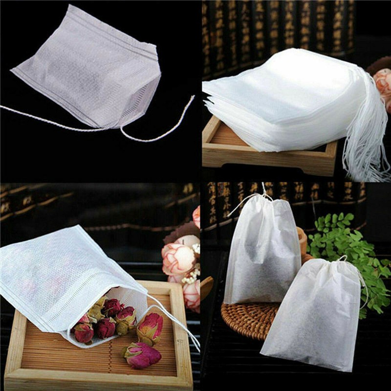 200X Empty TEABAGS Non-Woven String Heat Seal Filter Paper Herb Loose Tea Bag US gallery