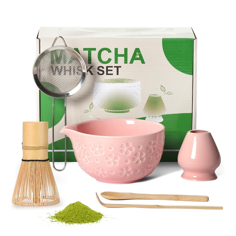 Matcha Whisk Tea Set Kit: Japanese Matcha Kit – Ceramic Bowl Whisk Chasen Hol…