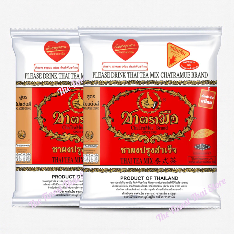 ChaTraMue Number One Brand No Added Color Formula Red Label Thai Tea 400g x 2