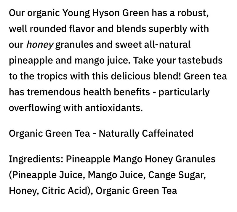 Pineapple Mango Green Tea With Honey And Sugar Cane Crystal - 12 Tea Bags gallery