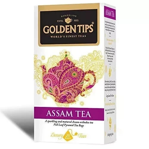 Golden Tips Assam Black Tea bag (20 Tea Bags, 40 Gram) Free Shipping World Wide
