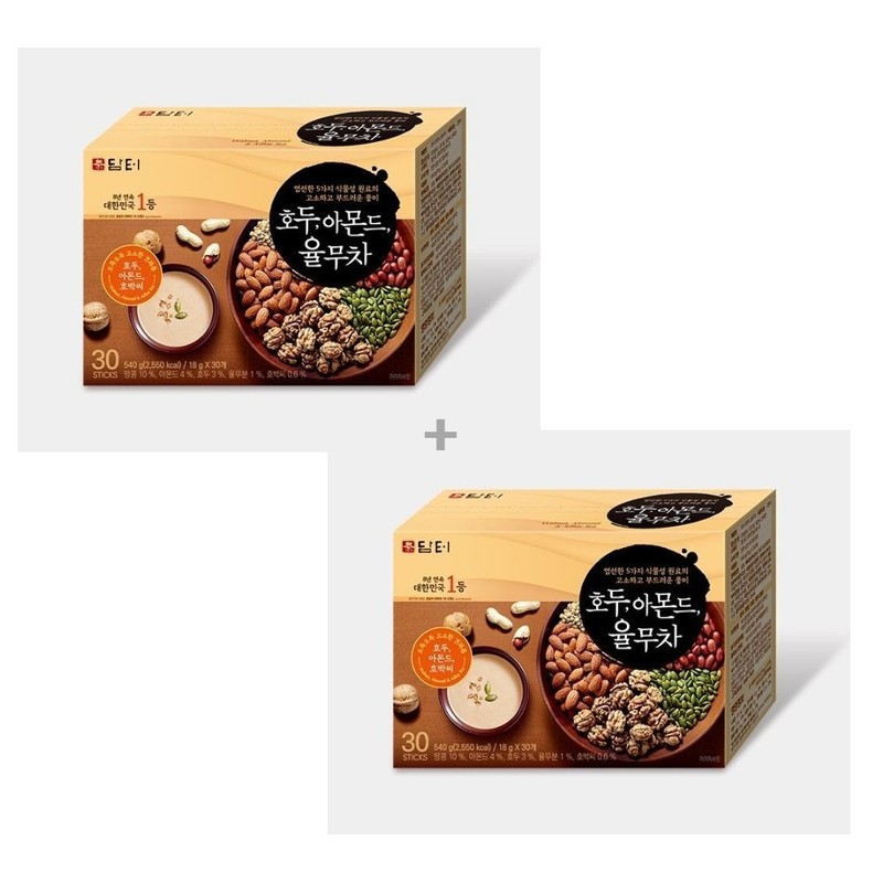 Korean Tea Walnut Almond Adlay Tea [3OPack x 2] 60pcs Damtuh Job’s Tears