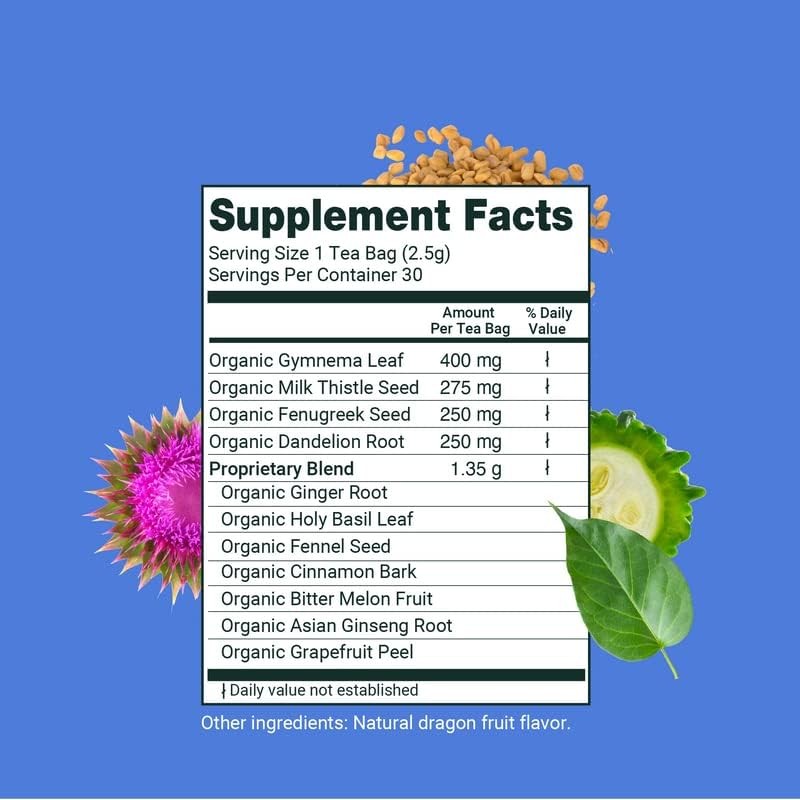Glucose Functional Tea - 30 ct Pyramids - Gymnema, Ceylon Cinnamon, Bitter gallery