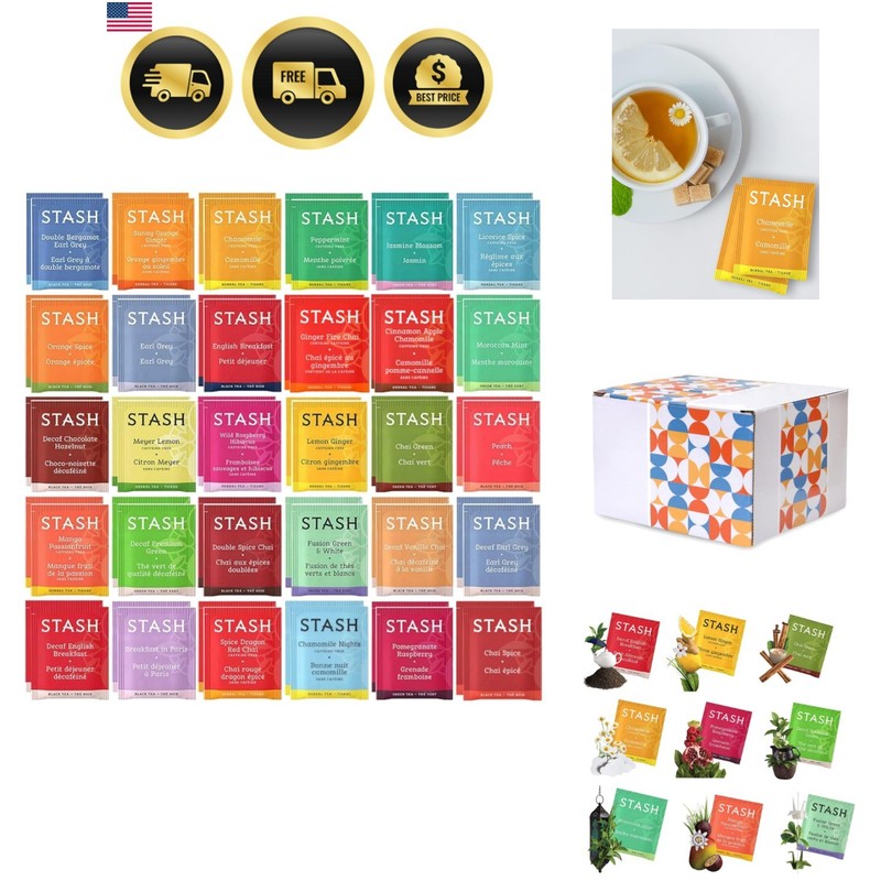 Tea Bags Sampler Assortment Box 52 Count 30 Flavors Gifts for Her Him Women Men