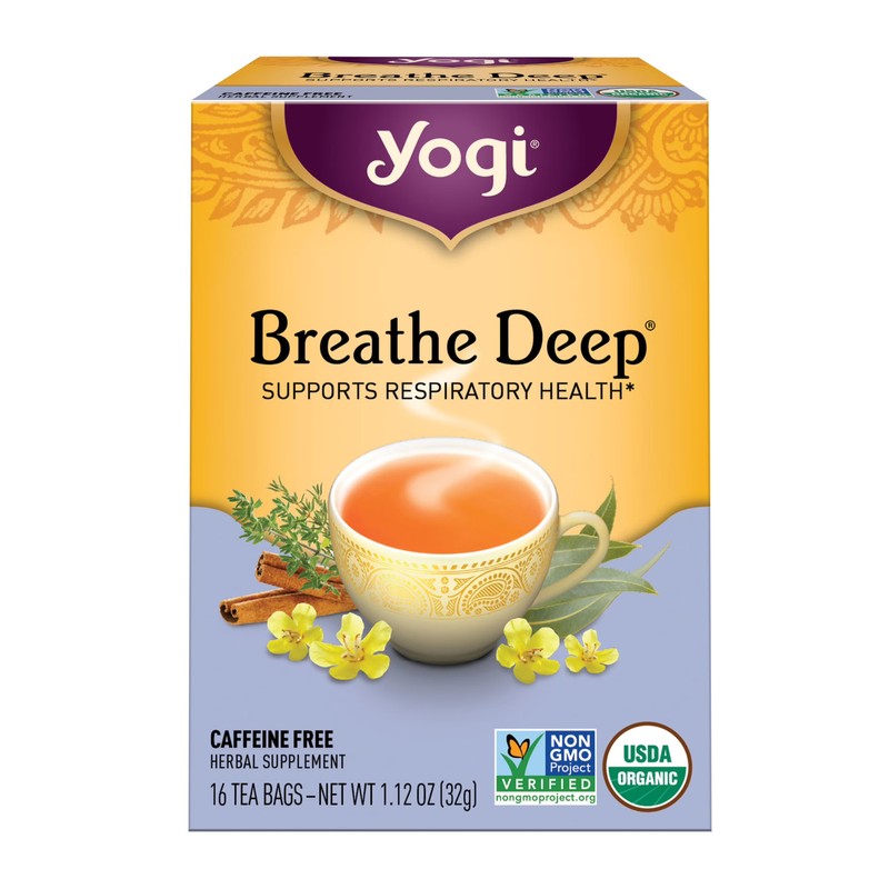 Yogi Tea Breathe Deep, Caffeine-Free Organic Herbal Tea Bags, 16 Count