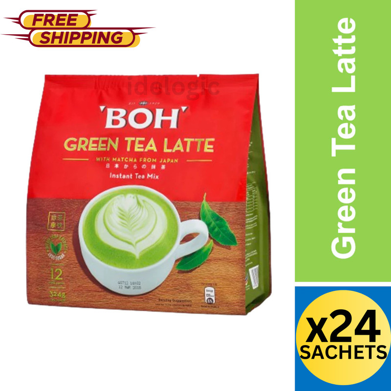 BOH Green Tea Latte Instant Tea with Matcha 2 Packs (24 Sachets)