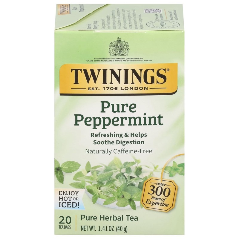 Individually Wrapped Peppermint Tea Bags, 20 Count – Energizing & Allergen-Free