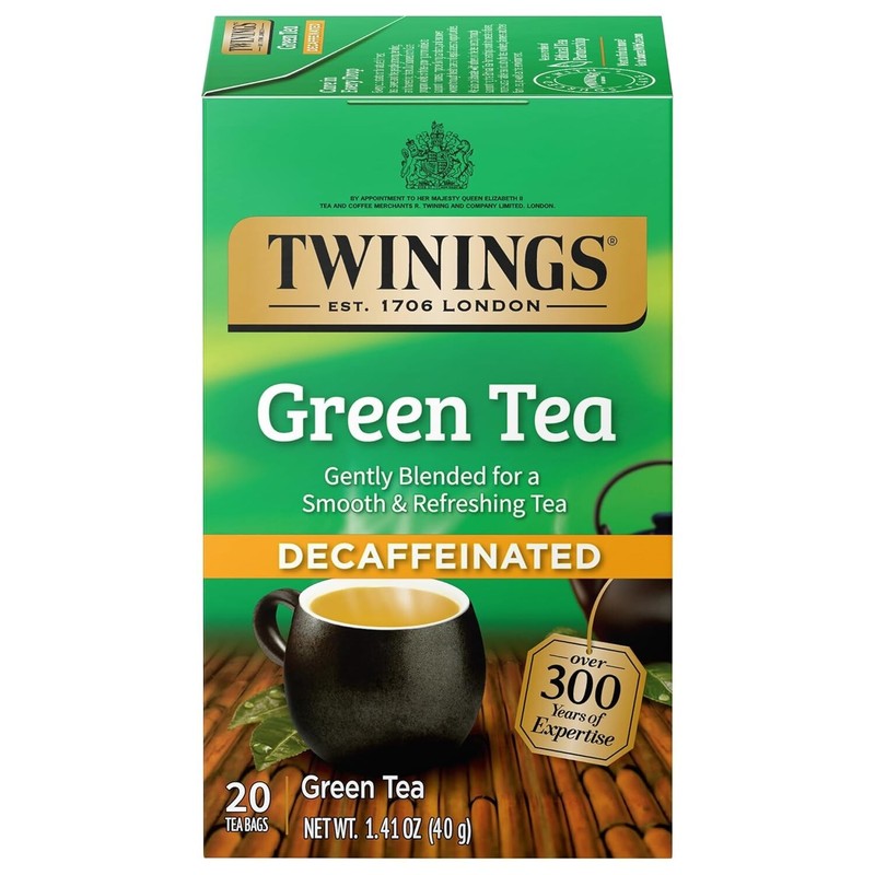 Decaffeinated Green Tea, Individually Wrapped Bags, 20 Count (Pack of 6), Smooth