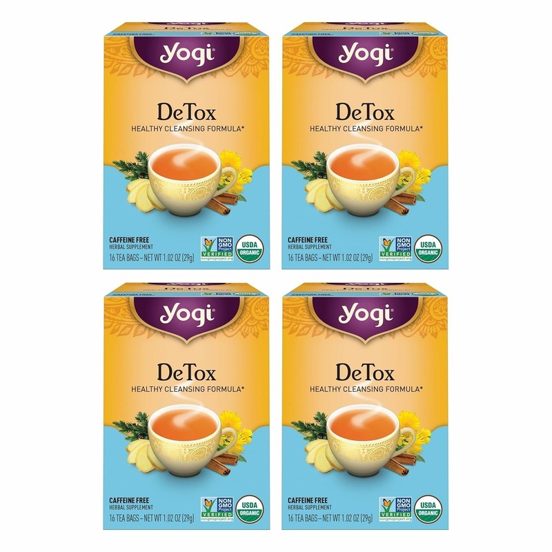 Yogi Tea DeTox Tea – 16 Tea Bags per Pack (4 Packs) – Organic Detox Tea for Dige
