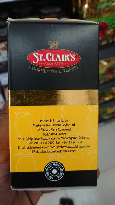 St. Clair's Tisane Collection Ceylon Black Tea Mango flavored 20 pyramid bags gallery