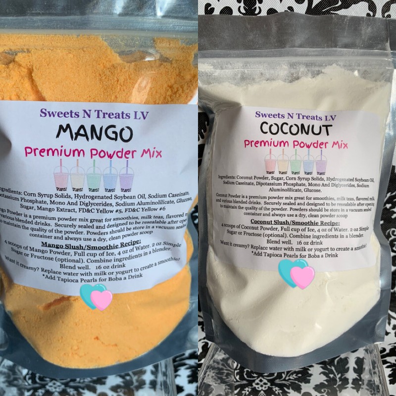 Premium MANGO COCONUT Powder Boba Bubble Tea Tapioca Pearl Smoothie Slushy 12 oz