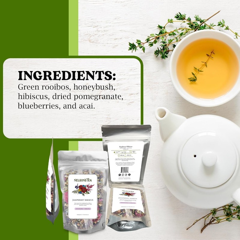 Nelson’s Tea Raspberry Hibiscus Loose Leaf 2oz 3-Pack Caffeine Free Blend gallery