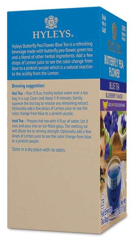 Hyleys Butterfly Pea Flower Tea – Blue Tea with Natural Blueberry Flavor – 25 TB gallery