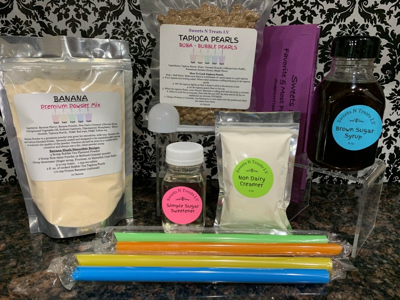 Premium Assorted Powder Boba Bubble Tea Tapioca Pearls Brown Sugar Syrup DIY KIT gallery