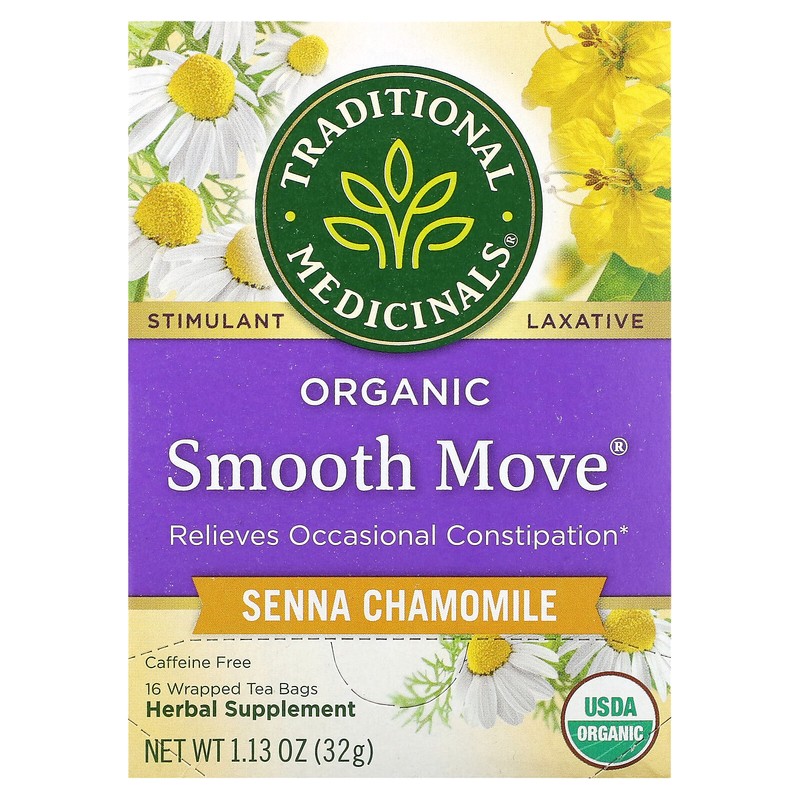 Organic Smooth Move, Senna Chamomile, Caffeine Free, 16 Wrapped Tea Bags, 1.13