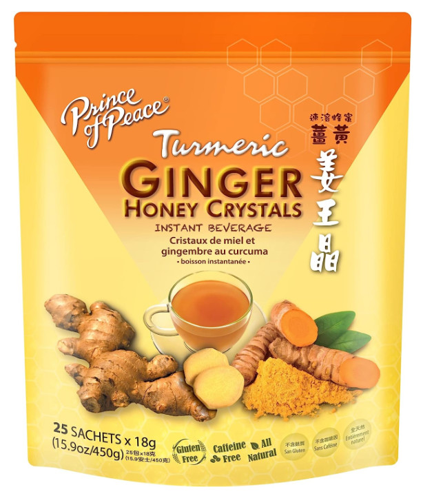 Prince of Peace Instant Ginger Honey Crystals with Turmeric (25 Sachets)
