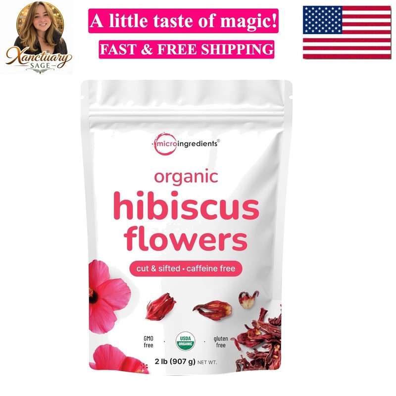 Organic Hibiscus Flowers, 2lbs 450+cups | Flor de Jamaica, Loose Leaf Tea for…