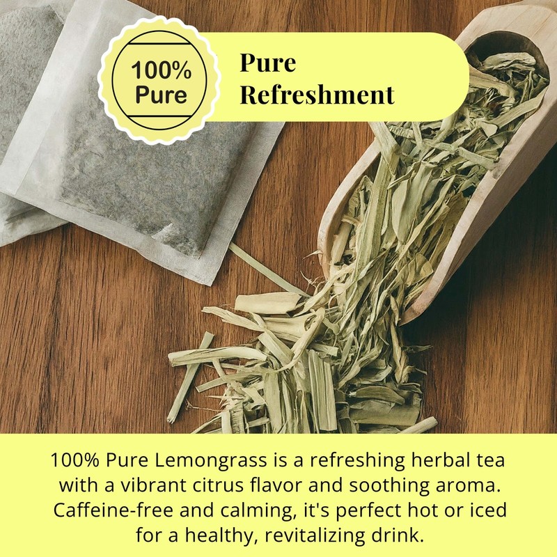 75 Lemongrass Tea Bags, Pure Lemongrass Tea, Detox & Relax, Caffeine-Free gallery
