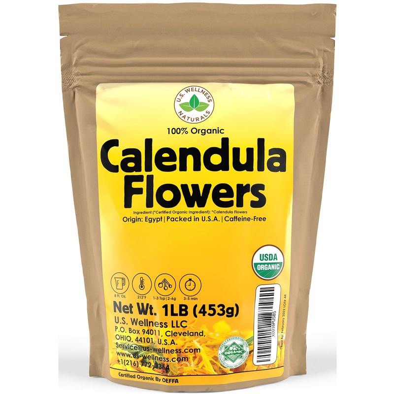 Calendula Tea 1LB (16Oz) 100% CERTIFIED Organic Whole Flower Herbal Tea (Cale…
