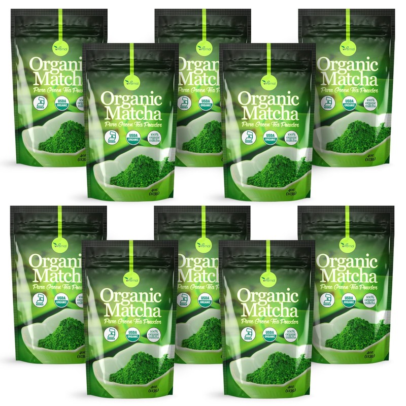 10 PACK Organic Matcha Green Tea Powder (4 Oz) – 100% Pure Easy to Mix