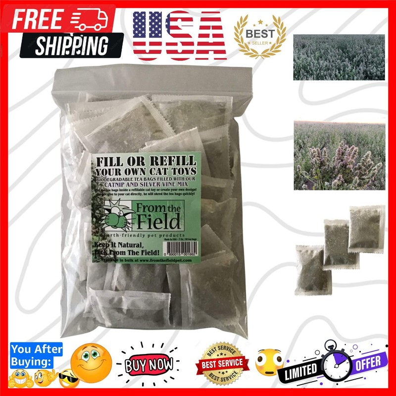 Mess-Free Catnip Tea Bags – Ultimate Cat Toy Refiller, 20 Biodegradable Packs