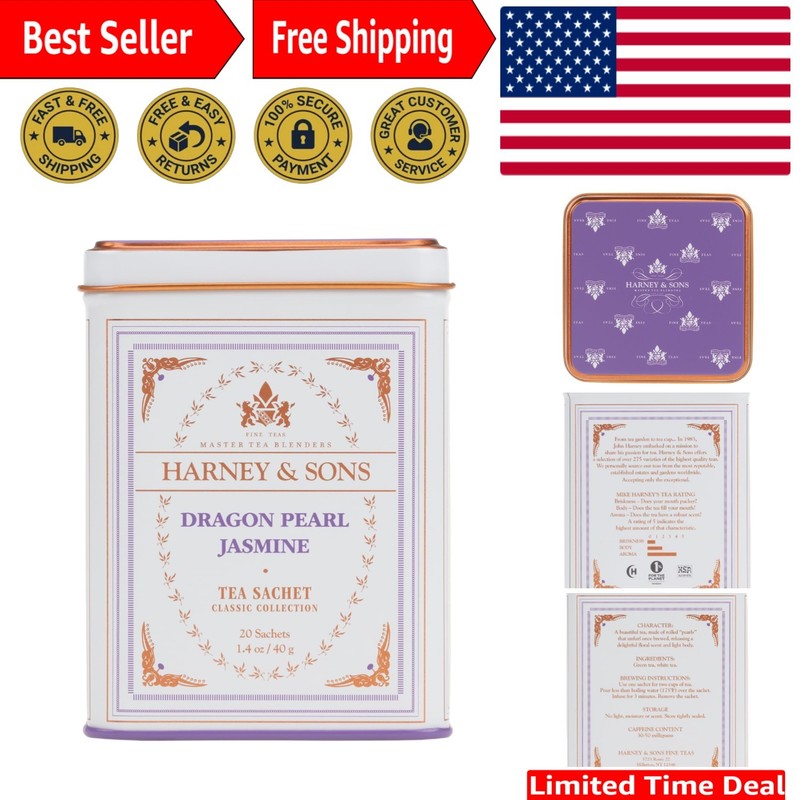 Dragon Pearl Jasmine Tea – 20 Hand-Rolled Sachets for Elegant Brews