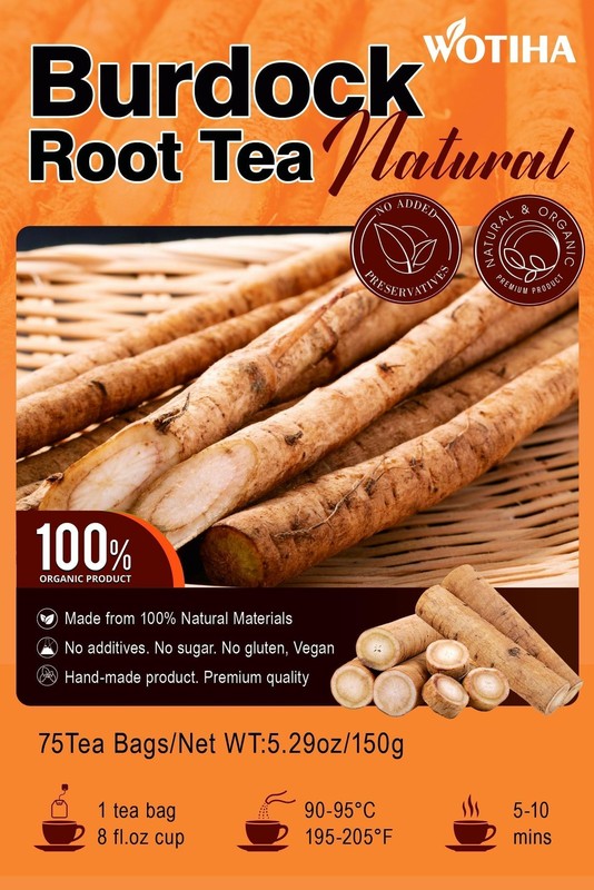 75 Count Burdock Root Tea Bags Natural Detox, Liver Support, Digestion Aid gallery