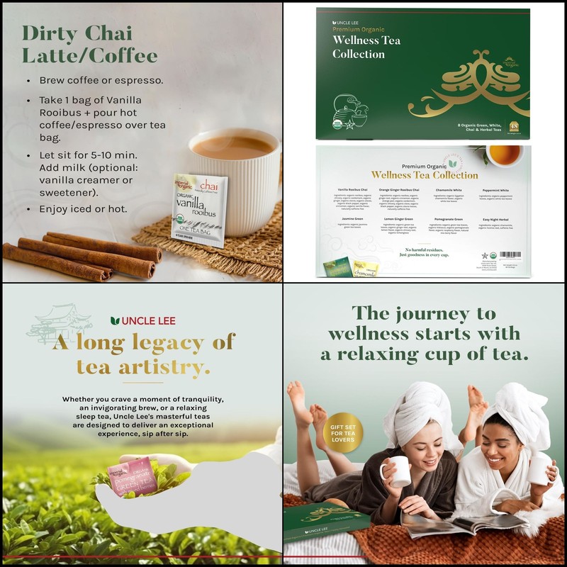 Organic Tea Gift Set - Wellness Tea Sampler Gift Box with Green Teas Pack 48 gallery