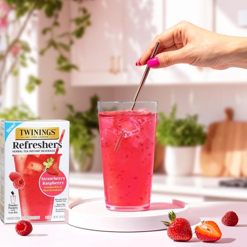 Twinings Strawberry Raspberry Refreshers Herbal Tea, Caffeine Free, 30 Pjs 2/27 gallery