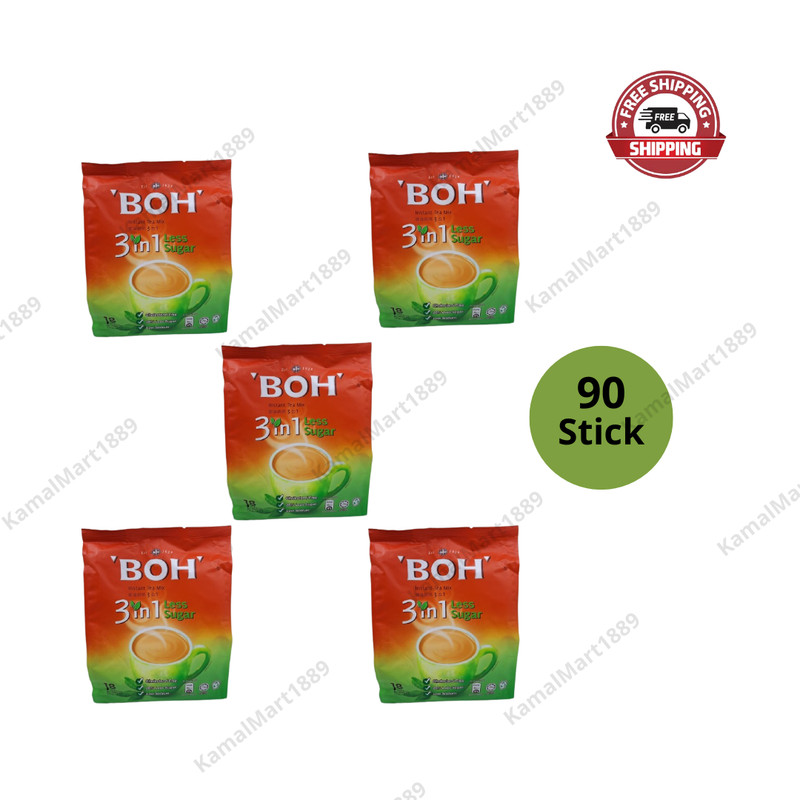 BOH 3‑in‑1 Less Sugar Instant Tea Mix – Low Sugar, Low Sodium, Cholesterol‑Free