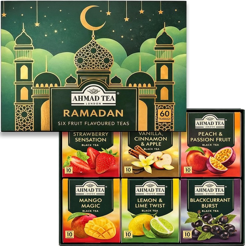 Fruity Tea Gift Box - 60 Assorted Black & Green Teabags for Ramadan Celebration gallery