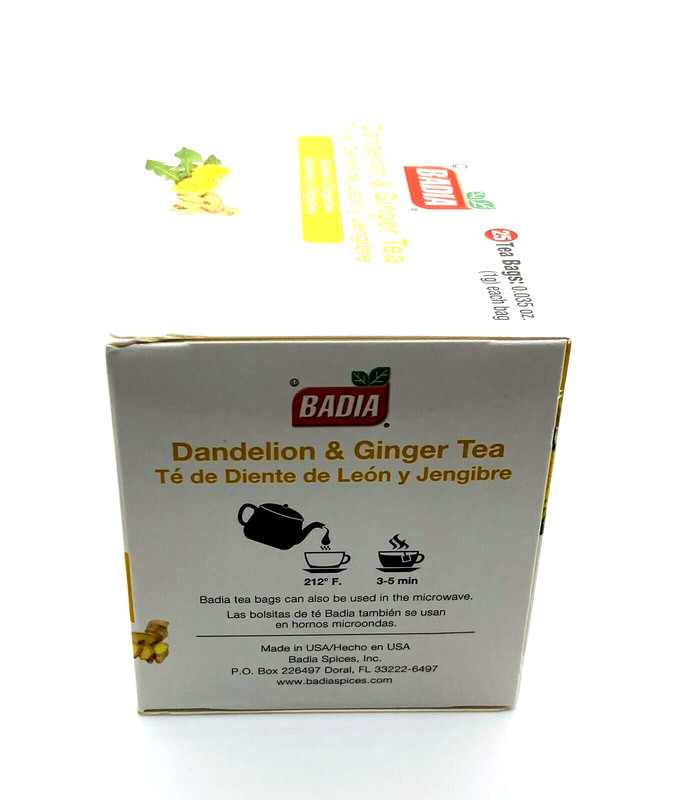 Badia Dandelion & Ginger Tea - Caffeine Free, Diuretic & Digestive, 25 Tea Bags gallery