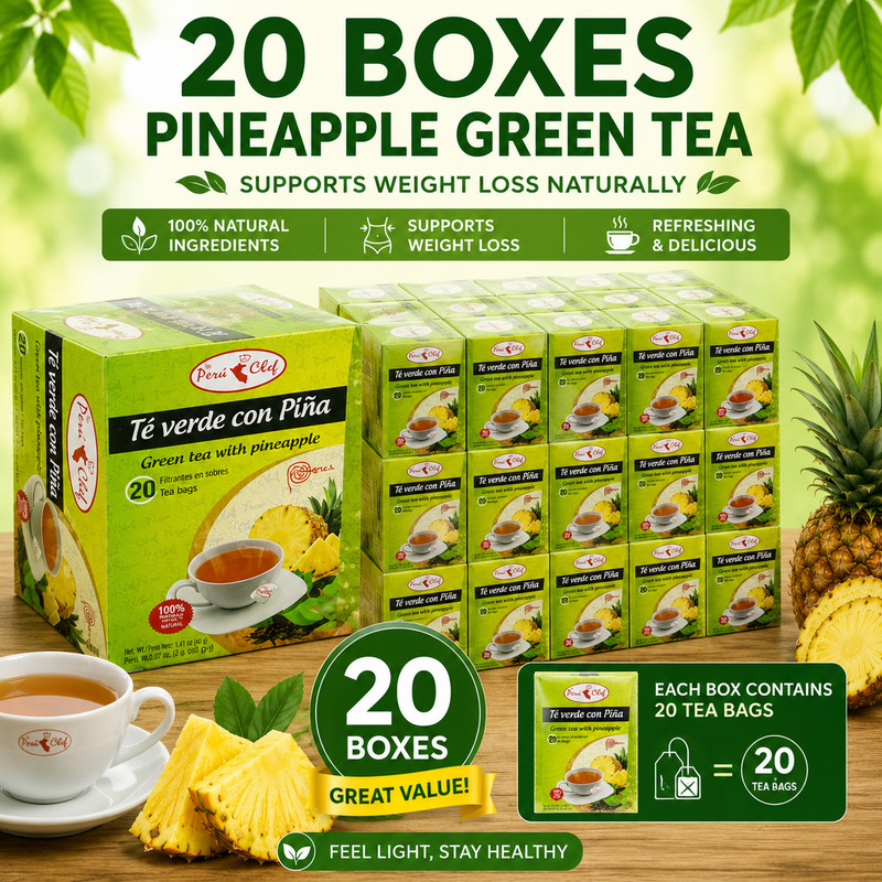 Pineapple Green Tea 20 Boxes Pack | 400 Total Tea Bags | Natural Green Tea with gallery