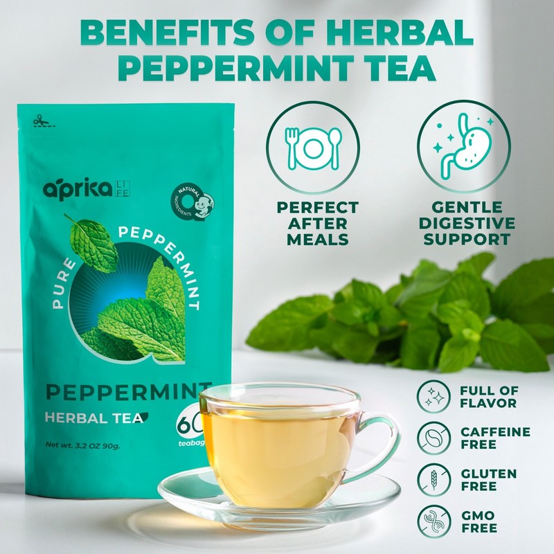 Pure Peppermint Tea - no stems, 100% Natural Herbal Tea, 60 bags, USA seller gallery